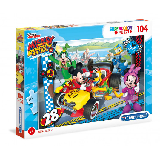 Clementoni, Mickey And The Roadster, Puzzle, 104 pcs, Unisex, 5+ years