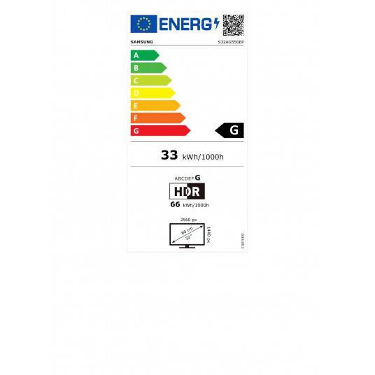  Samsung S32AG550EPX - 32" | VA Curved 1000R | QHD | 165Hz 
