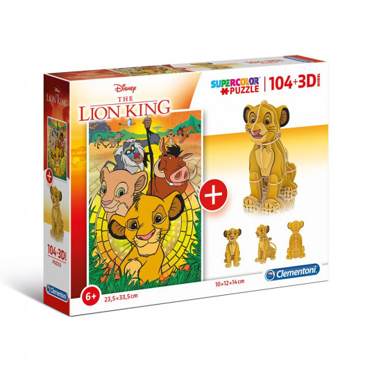 Clementoni, SuperColor, Lion King 3D, Puzzle, 104 pcs, Unisex, 6+ years