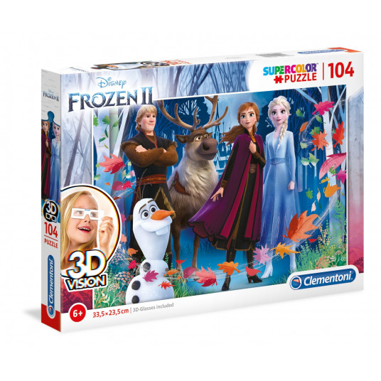Clementoni, SuperColor, Frozen II 3D Vision, Puzzle, 104 pcs, For Girls, 6+ years