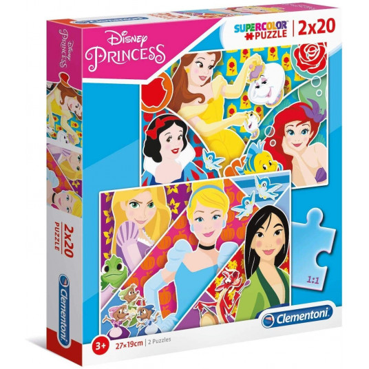 Clementoni, Supercolor, Disney Princess, Puzzle, 2 x 20 pcs, For Girls, 3+ years
