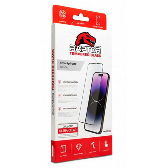 Swissten Raptor Diamond Ultra Full Face grūdintas stiklas, skirtas Apple iPhone 15 Pro Black