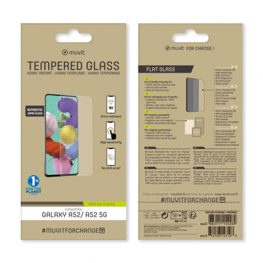  Samsung Galaxy A52/A52 5G Tempered 2.5DGlass By Muvit Transparent 