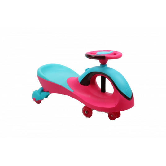 Važiavimas „Gravity Swing“ automobiliu su muzika ir šviesiai rožine-mėlyna spalva