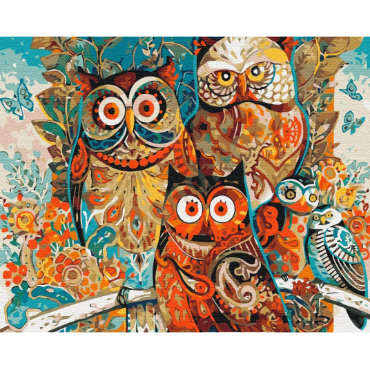 Picture Paint it! Painting by numbers Owls