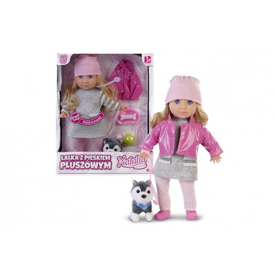 Lalka Natalia z pieskiem pluszowym 35 cm