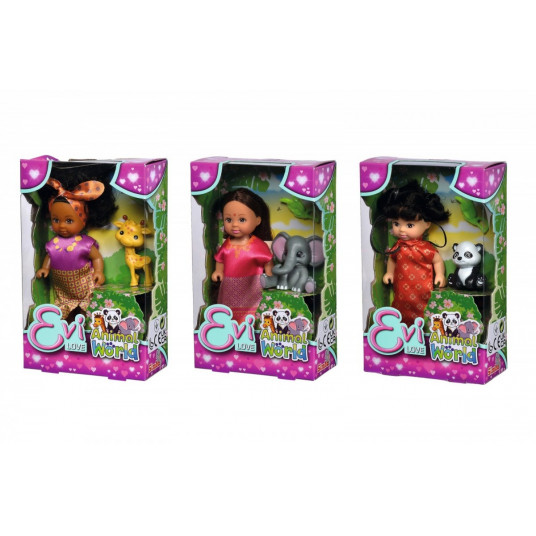 Doll Evi with wild animal, 3 patterns