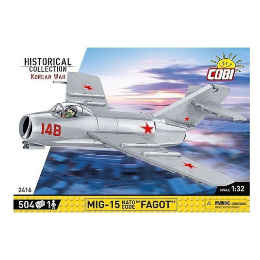 COBI 2416 istorinė kolekcija Korėjos karas Korėjos karo naikintuvų lėktuvas MIG-15 NATO KODAS "BASONAS" 504 plytos