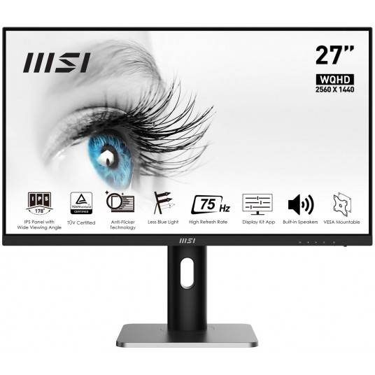  MSI PRO MP273QP kompiuterio monitorius 68,6 cm (27") 2560 x 1440 pikseliai Wide Quad HD LED Juoda, Sidabras 