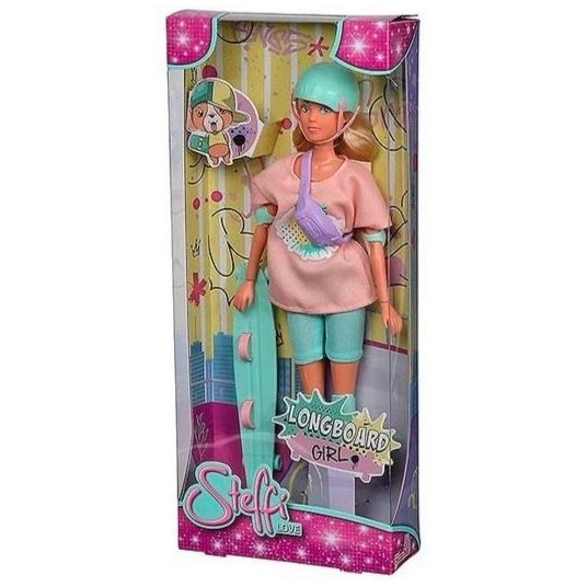 Steffi doll on a longboard