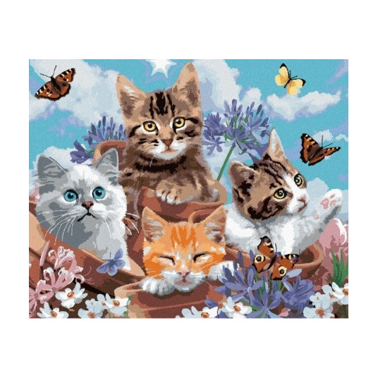 Diamond mosaic - Cats with butterflies