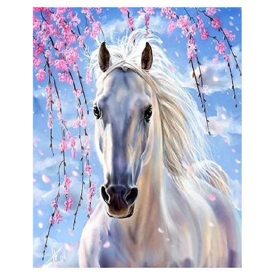 Diamond mosaic - White horse