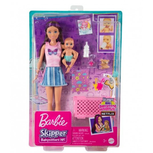 Barbie Skipper babysitter doll Crib and bean