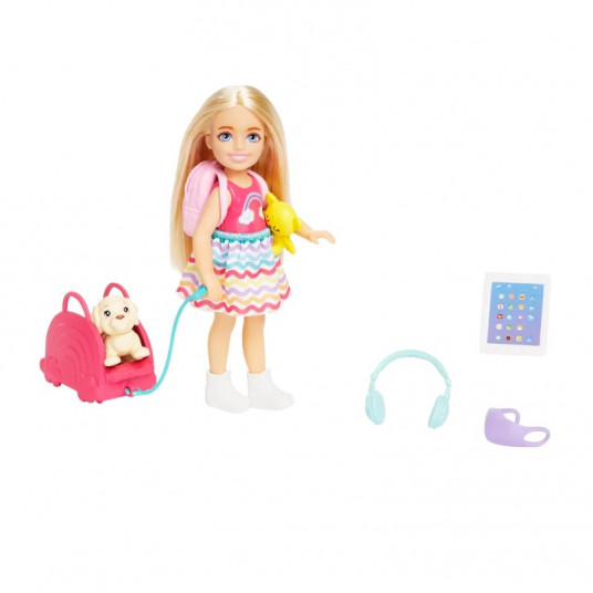 Barbie Chelsea Doll and Accessories, Travel Set with Puppy