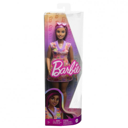 Barbie Fashionistas Doll With Pink-Streaked Hair And Heart Dress