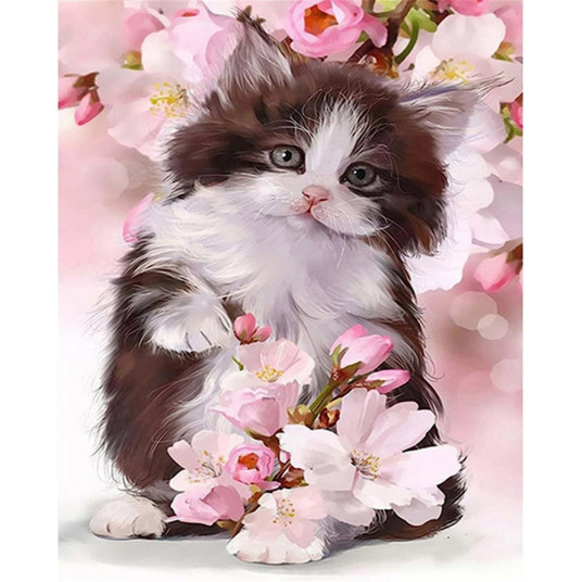 Diamond mosaic - Kitten in flowers
