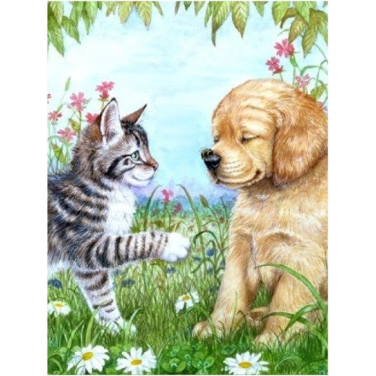 Diamond mosaic - Kitten and dog