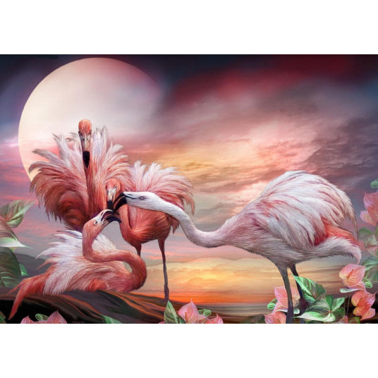 Diamond mosaic - Mating flamingos