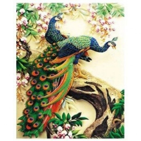 Diamond mosaic - Peacocks on a tree