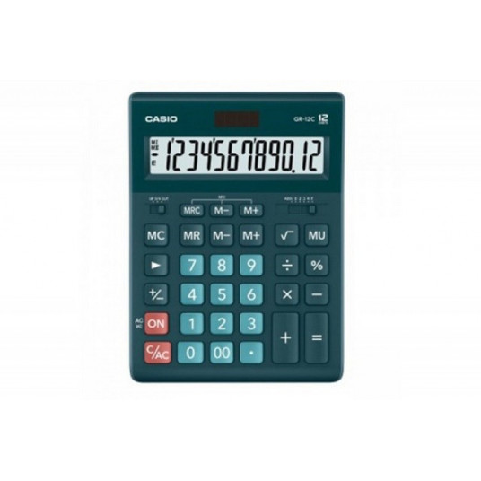 CASIO BIURO SKAIČIUOTUVAS GR-12C-DG ŽALIAS, SKAITMENŲ EKRANAS 12