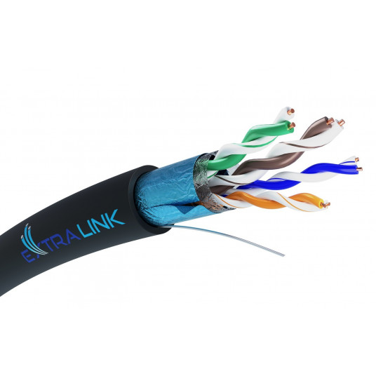 Extralink CAT5E FTP (F/UTP) V2 OUTDOOR TWISTED PAIR 305M - Kabel - Netzwerk tinklo kabelis Juoda F/UTP (FTP)