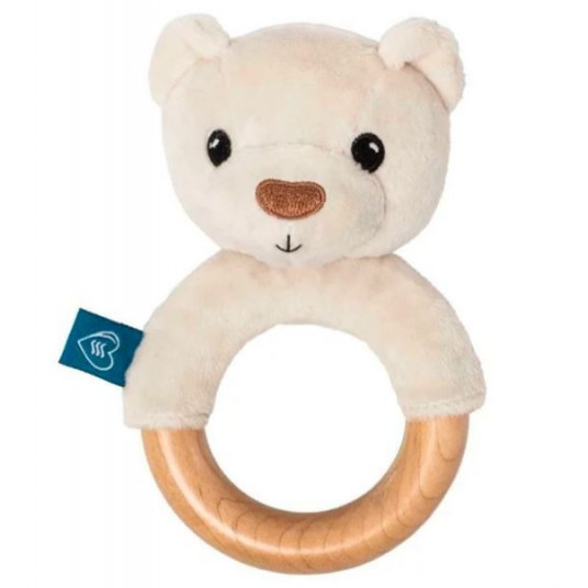 Eco wooden teether Teddy bear - cream