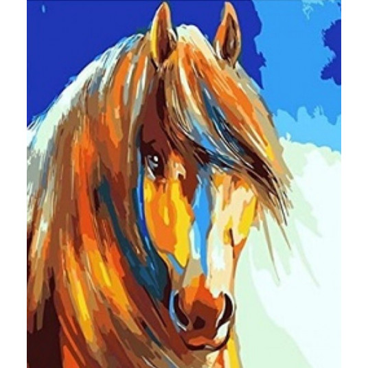 Diamond mosaic - Horse with a lush man