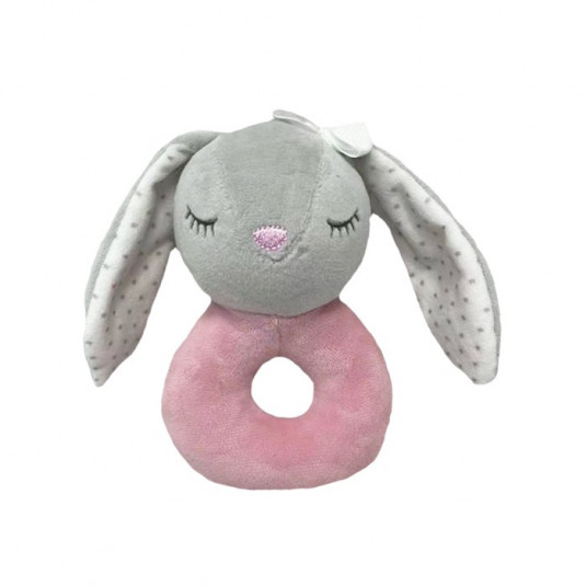 Gray bunny rattle 18 cm