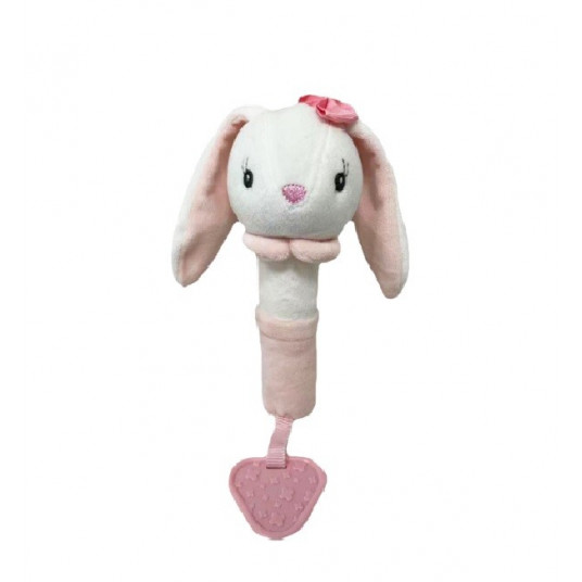 Toy with sound - Bunny 17 cm white and pink