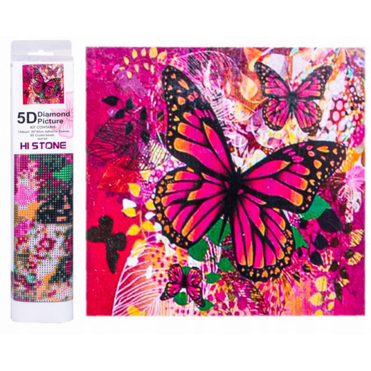 Diamond mosaic - Pink butterflies