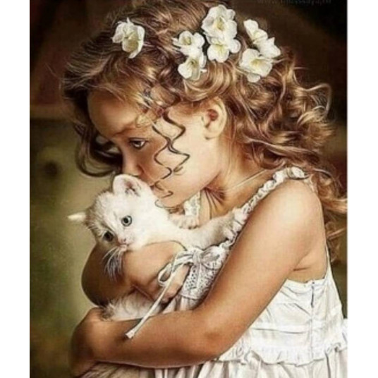 Diamond mosaic - Girl with a kitten