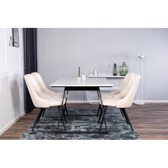 Valgomojo komplektas stalas Estelle su 4 kėdėmis Velvet Deluxe