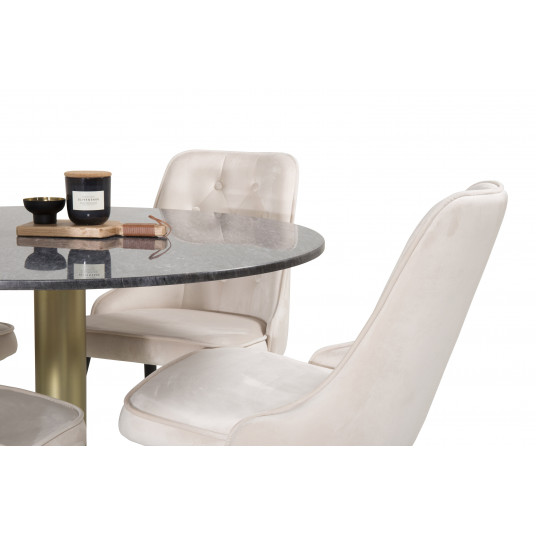 Valgomojo komplektas stalas Estelle su 4 kėdėmis Velvet Deluxe