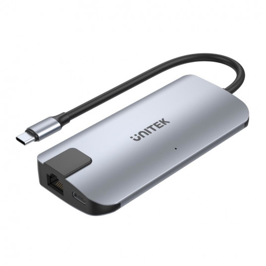 UNITEK uHUB P5+ USB 2.0 Type-C 10000 Mbit Juoda, Pilka