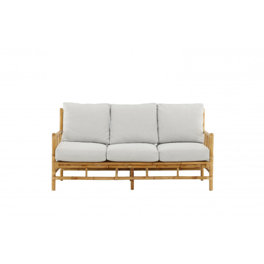 Lauko sofa Cane, Bambukas/Pilka pagalvė