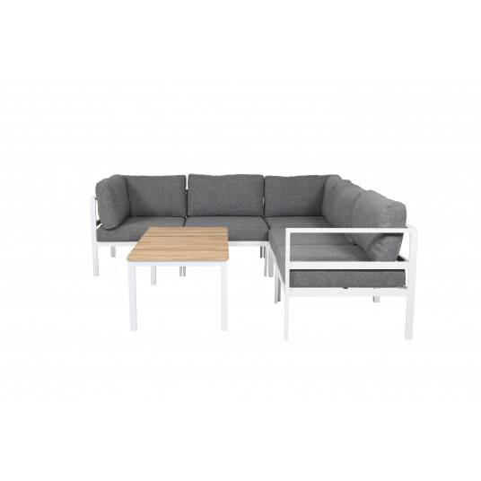 Kampinis lauko baldų komplektas Copacabana, Balta/Pilka + staliukas Brasilia 60x110x55
