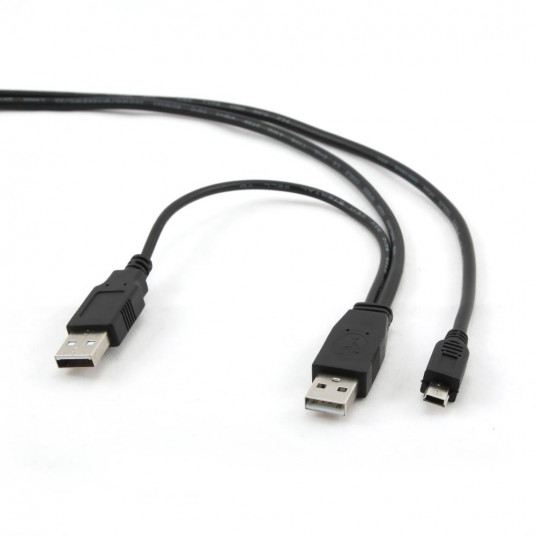 KABELAS USB2 DUAL AM-MINI 0,9M / BLACK CCP-USB22-AM5P-3 GEMBIRD