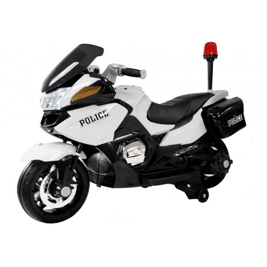 Vaikiškas elektrinis policijos motociklas HZB118, baltas