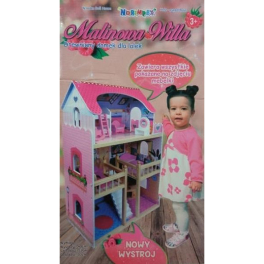 PROMO Large dollhouse with accessories Raspberry Villa