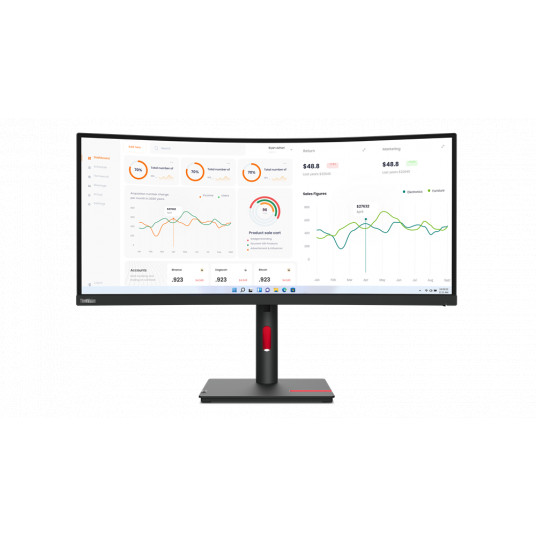  Lenovo ThinkVision T34w-30 34 3440x1440/21:9/350 nits/DP/HDMI/USB Type-C/Black/3Y Warranty 