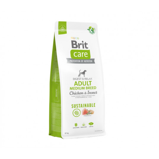 Sausas pašaras Brit Care Sustainable Adult Medium Breed Chicken&Insect sausas maistas šunims su vištiena ir vabzdžiais 3kg