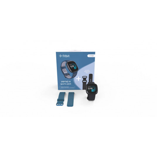 Išmanusis laikrodis Fitbit Versa 4 Black/Sapphire, EU Bundle