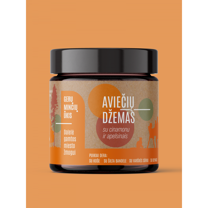 Aviečių džemas su cinamonu ir apelsinais, 230g