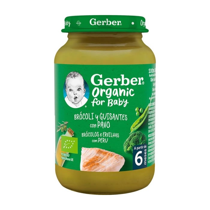 Gerber Ekologiška brokolių ir žirnių tyrelė su kalakutiena 190g