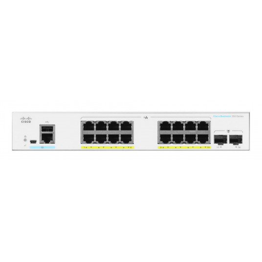 Cisco CBS350-16FP-2G-EU tinklo komutatorius Valdomas L2/L3 Gigabit Ethernet (10/100/1000) Sidabras