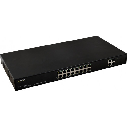 PULSAR SF116 tinklo komutatorius Valdomas Fast Ethernet (10/100) Maitinimas per Eternetą (PoE) 1U Juoda