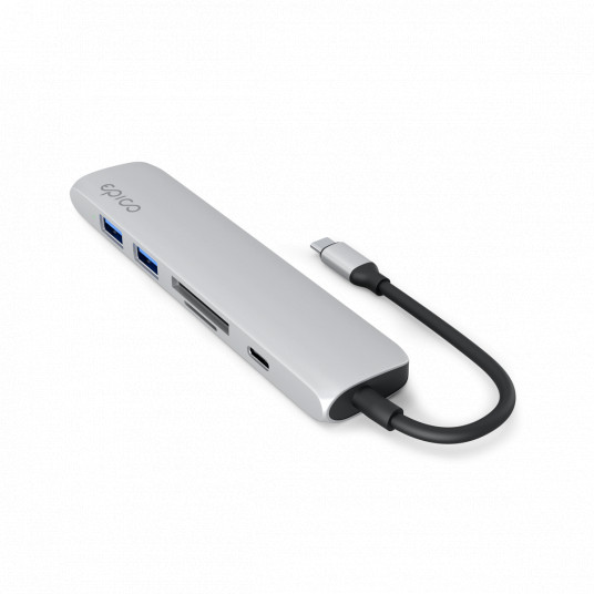 Šakotuvas EPICO 6in1 Aluminium 8K USB-C, Sidabrinė