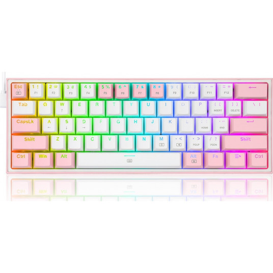 Redragon K617 Fizz RGB balta/rožinė