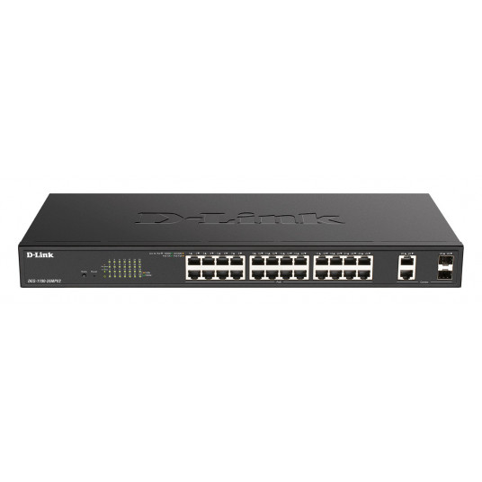 D-Link DGS-1100-26MPV2/E tinklo komutatorius Valdomas L2 Gigabit Ethernet (10/100/1000) Maitinimas per Eternetą (PoE) Juoda