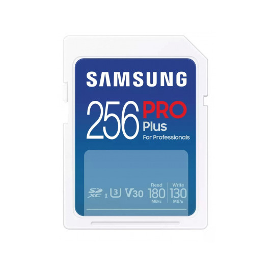 Samsung PRO Plus SDXC 256GB UHS-I U3 [Rašyti 130MB/s Skaityti 180MB/s] v 2023